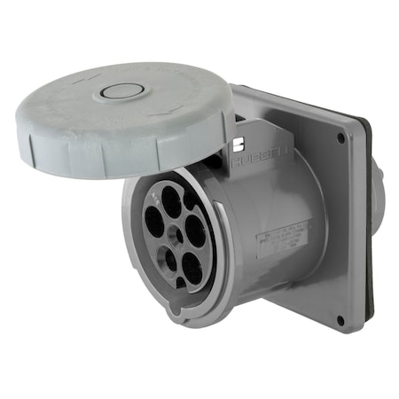 Hubbell Wiring Device-Kellems Pin & Sleeve Receptacle, 100 A, 277/480V AC, Three Phase, 4 Pole, Gray M5100R7